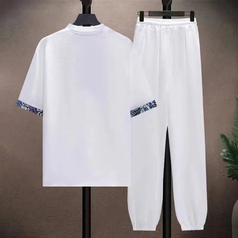 (Shirt + trousers) summer men fashion Cotton breathable sets Two Piece size M - 5XL - View 2 | SAMAG