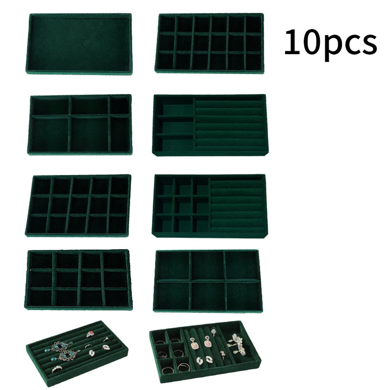 1 Set, (Including 8PCS) Flocking Jewelry Box Jewelry Tray