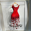 Amanda Fashionable 3D Flowers Cocktail Homecoming Dress Scoop Neck Velvet Special Occasion Gown Robes De Soiree Customized