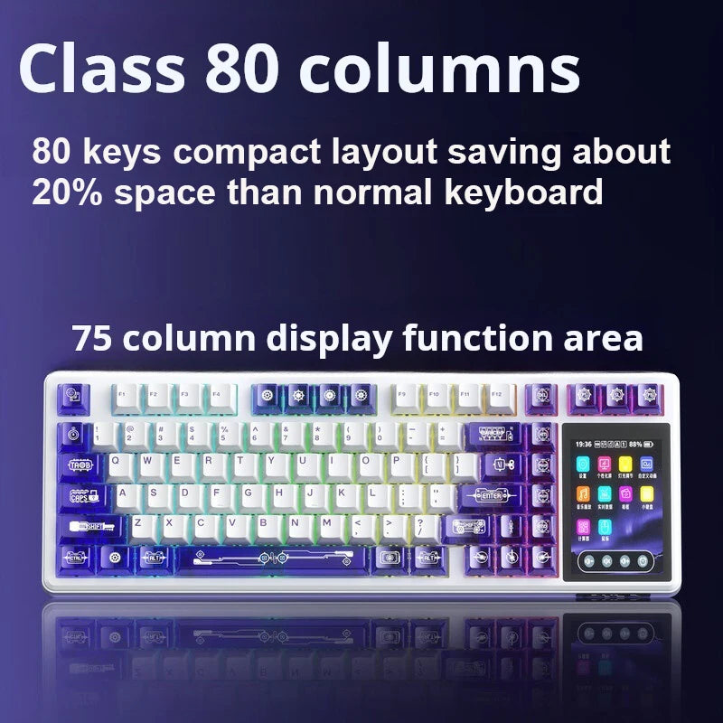 AULA L99 Intelligent Screen Mechanical Keyboard Bluetooth Wireless Tri-mode Night Gaming Laptop Keyboard 8000mAh Raindrop Switch