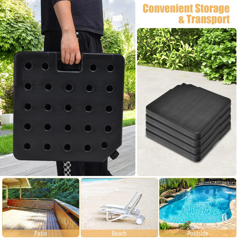 Patio 4pcs 13L Cantilever Offset Umbrella Base Heavy Duty Outdoor Square Black