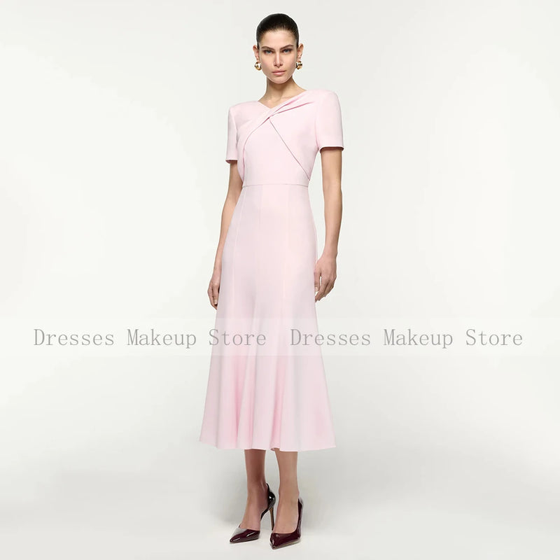 Customized Mermaid Cocktail Dress Pink O Neck Short | SAMAG