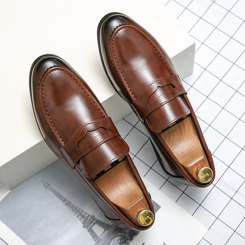 Men's Dress Shoes Trend Casual Business Leather Shoes For Men Classic Slip On Formal Social Wedding Leather Shoes Men Loafers