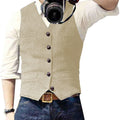 V Neck Men's Suits Vest Casual Classic Formal Business Herringbone Tweed Slim Fit Waistcoat For Wedding Groomsmen