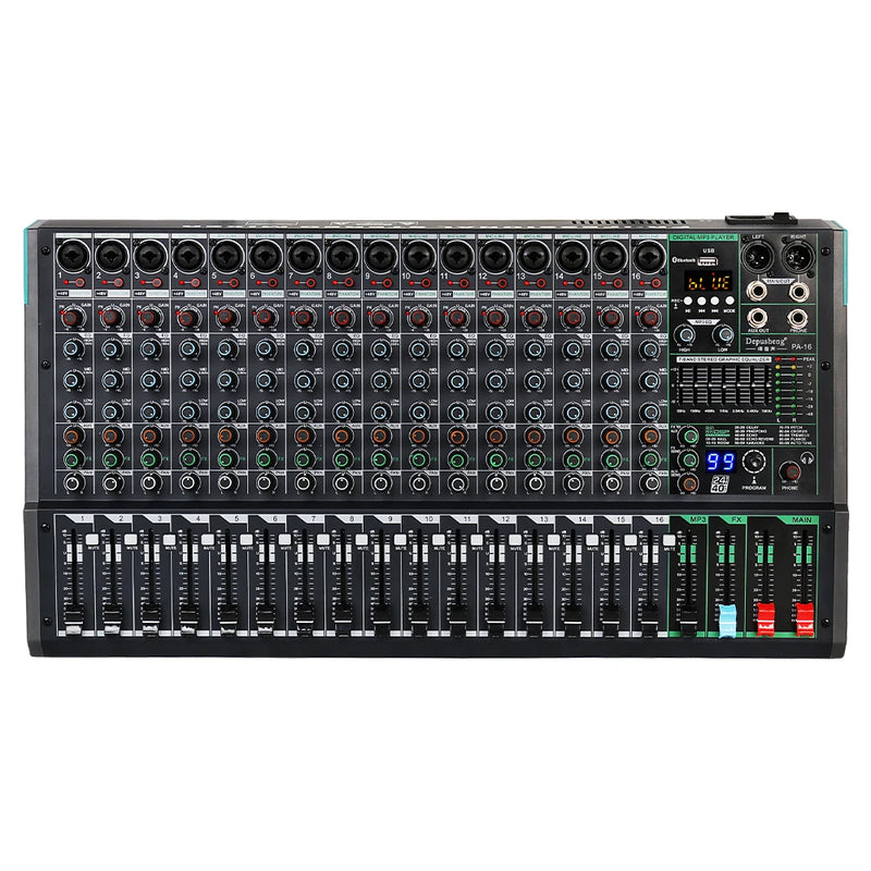 Professional Audio Console Mixer With MP3 Computer Input Built-in 99 Reverb Effect 16 Channel Audio Mixer