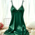 Women's Satin Cami Nightdress V Neck Lace Trim Sleepwear | SAMAG