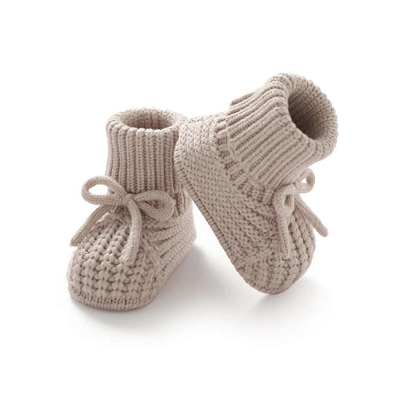 Baby Booties Knitted 0-12m Soft Soled Anti-Slip Newborn Boys Girls First Walkers Shoes Infant Toddler Unisex Sock Boot Kids Crib