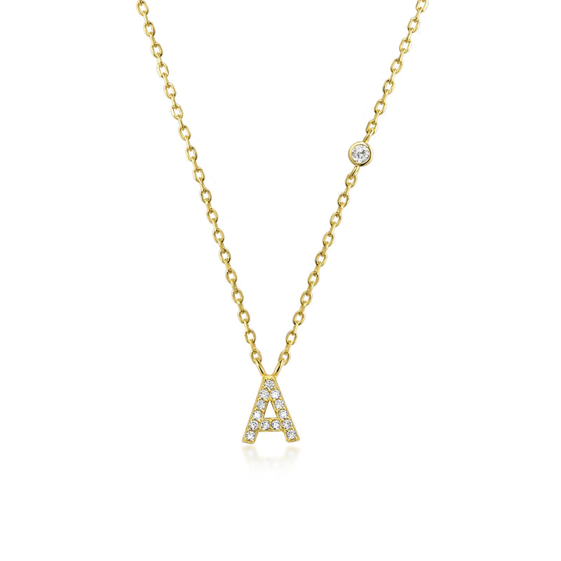 ANDYWEN 925 Sterling Silver Gold Small 26 Letters A- Z Zircon CZ Pendant Monogram Necklace Me 2020 Initial Alphabet M A Jewelry