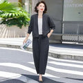 Women Spring Autumn Knit Two Piece Set Middle Aged Mom Open Cardigan Loose Casual Harem Pants Fashion Outfit