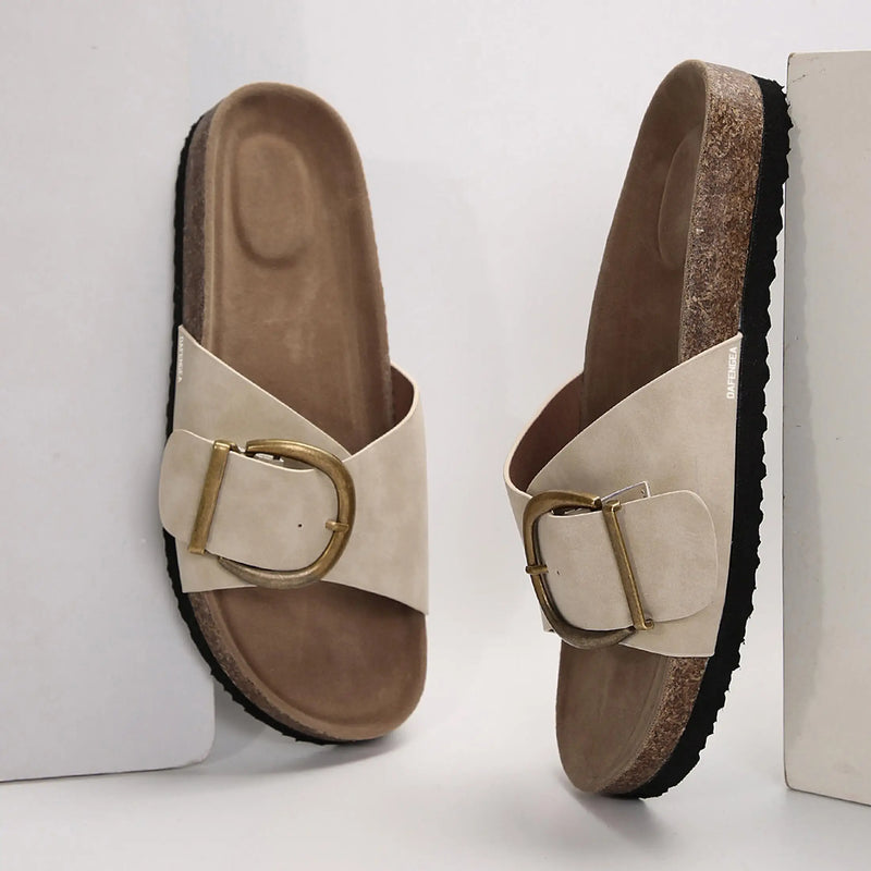 Summer Collection Of Breathable Couple Slippers, Unisex Round Toe Single Strap Sandals Casual Slip-Ons Springfresh Grey Summer Vibes.Dear, you can adjust the buttons on the shoe upper according to your foot width