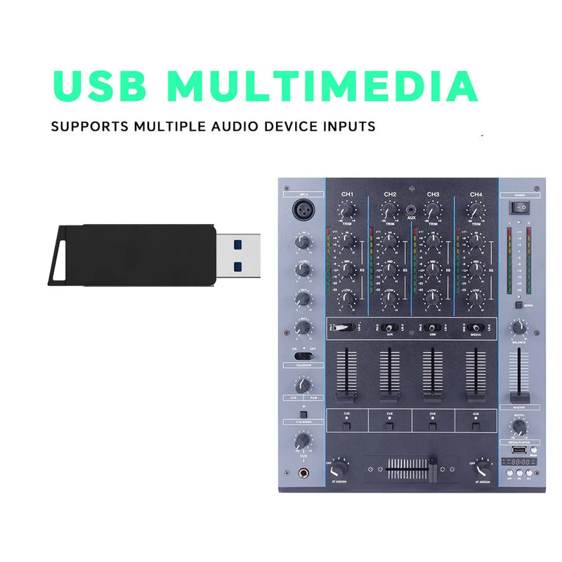 FLALWREO M4000 Professional Mini DJ Controller for Club Disco Home Audio Power Mixer Console Mini Speaker Use
