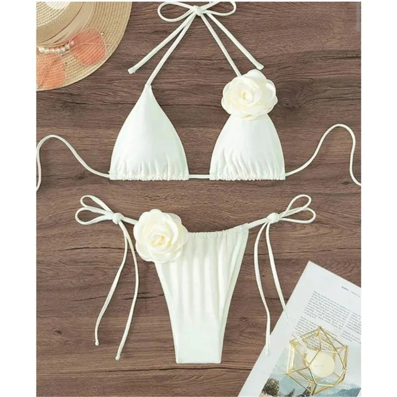 Sexy Rose Flower Bikini Beachwear Swimwear Thong Women | SAMAG