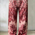Men's Purple Yellow Leopard Floral Mixed Print Wide Leg Pants Lightweight Loose Trousers For Festival Street - View 7 | SAMAG