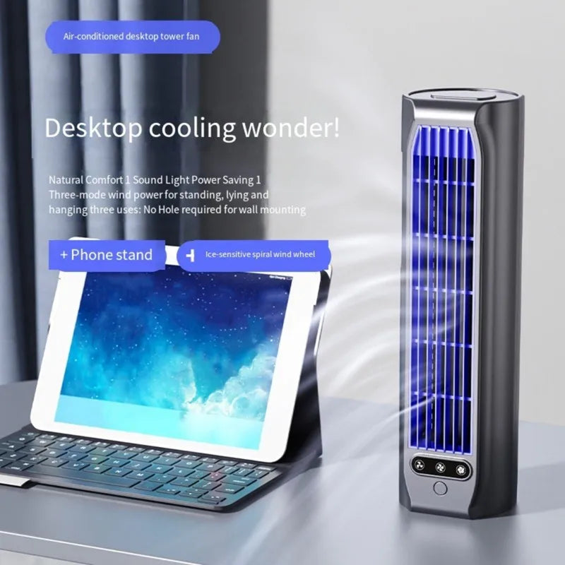 KEOL-Summer Portable Air Conditioner Fan, Fast Cooling Personal Air Cooler Quiet USB Powered Tower Fan For Bedroom, Office