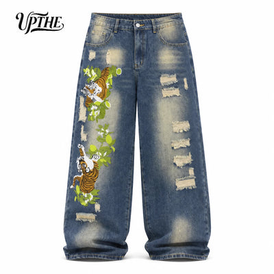 UP.THE Men Baggy Wide Leg Jeans, Vintage Washed | SAMAG