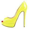 Women Stilettos Sexy Pumps 14cm Extremely Platform Peep Toe High Heels Patent Leather Party Nighclub Dress Red Wedding Shoes