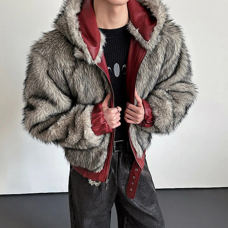 LUZHEN 2025 Winter New Original High Quality Faux Fur Liner Warm Parka Jacket Men's Fashion Handsome Leather Padded Coat JY5697
