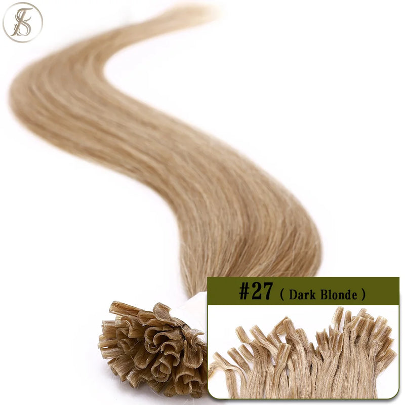 TESS U Tip Fusion Hair Extensions Microlink Keratin Hair Extensions 1g/pc Human Hair Capsules Pre Bonded Natural Hair Extensions