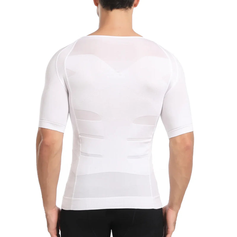 Men's Compression Short Sleeve Shirt Tummy Control Breathable Sweat Wicking Slim Top for Summer Sports Running Daily Casual Wear