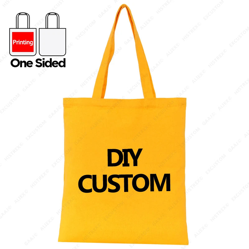 Custom Canvas Tote Bag 100% Cotton Print Your Design Logo Photo Handbag Work Reusable Grocery Shopping Customized Portable Bag
