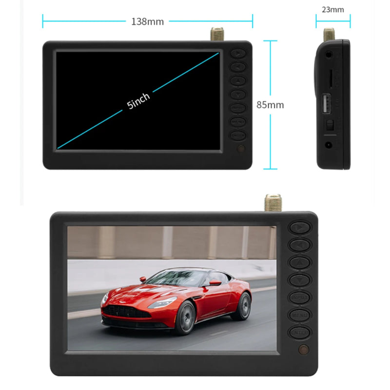 LEADSTAR Rechargeable D5 5 Inch 800*480 Portable Mini TV With DVB-T2 ATSC ISDBT FM ATV USB Battery Pocket TV Watch Any Where