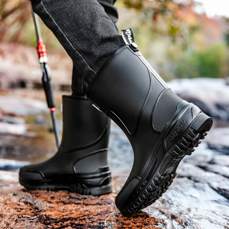 36-47 Size Wear-resistant Thick-soled Rain Boots Men's Outdoor Fishing Shoes Work Boots Non-slip Waterproof Men's Rubber Shoes