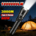 Most Powerful Rechargeable LED Flashlight Built-in 18650 Battery Long Range Tactical Torch Light For Fishing Hunting