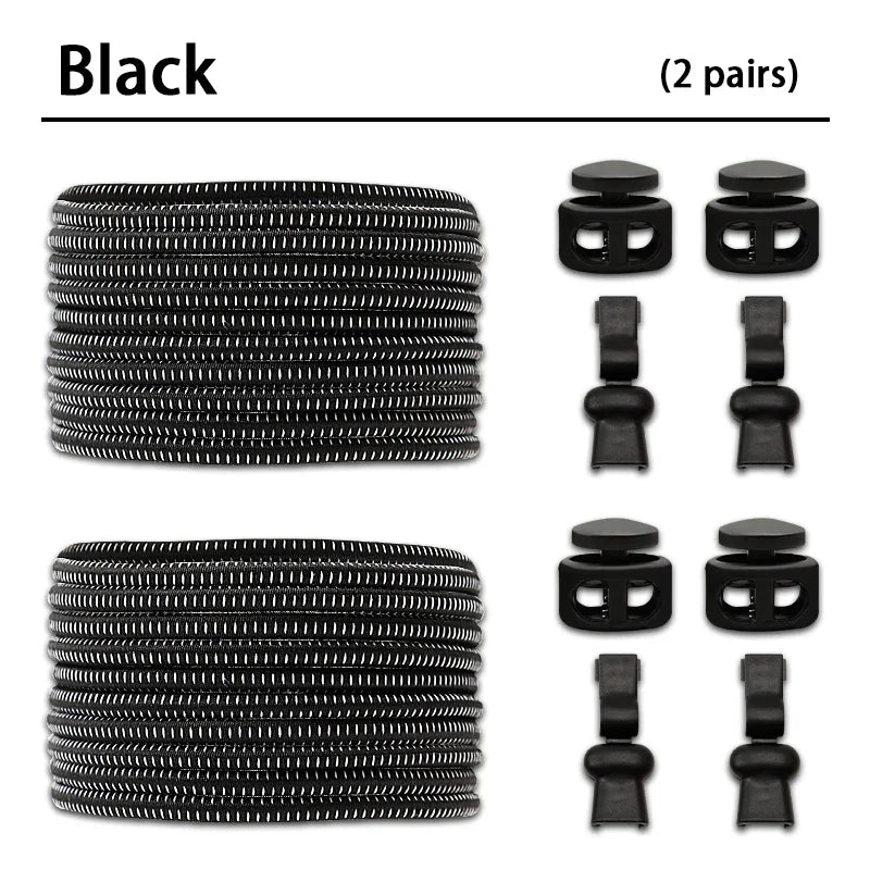 2 Pair No Tie Shoe Laces Kids Adult Quick Laces Round Elastic Shoelaces Without Ties Lock Shoelace Sneakers Shoes Accessories