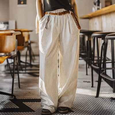 Maden Women's Striped Straight Wide Leg Trousers Old | SAMAG