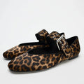 Shoes Women Flats Shallow Mouth Autumn Pointed Toe Loafers Ballerinas New Fall Leopard Retro Dress Shoes Zapatos De Mujer