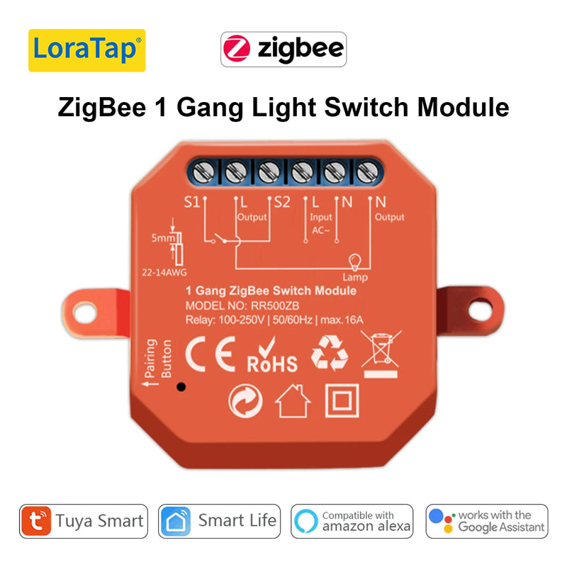 LoraTap Tuya Smart Life ZigBee WiFi Light Switch Module Dimmer Energy Monitor App Remote Control Alexa Google Home Voice Control