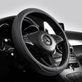 Napa Leather Perforated Patchwork Car Steering Wheel Cover, Non-slip, Breathable, Fits 14.5–15 Inch Steering Wheel Cover