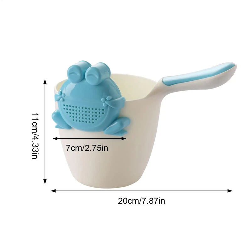 Baby Kids Bath Pail Body Washing Shower Children shampoo shower spoon frog water spoon for Rinsing Hair Protecting Infant Eyes