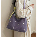 2026 New CEEKAY Star Embroidered Hobo Bag, Cute Shoulder Bag with Star Pendant, Large Capacity Tote for Women Handbag Tote Bag