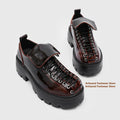 Thick Soled Derby Shoes British Style Men's Lace Up Round Toe Casual Leather Shoes Trendy Handmade Height Increasing Men's Shoes