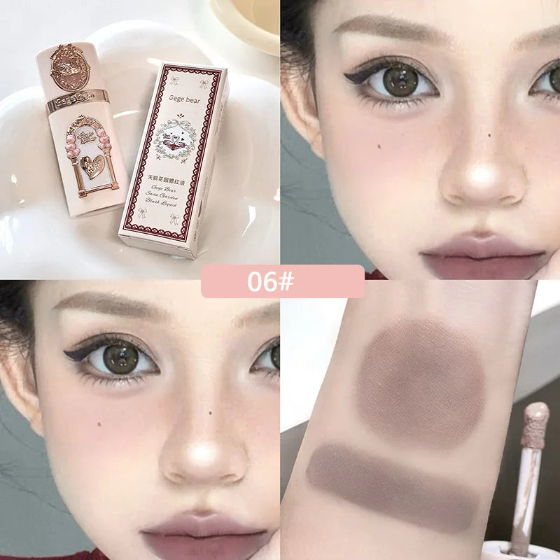 Gege Bear Strawberry Pink Liquid Blush Korean Makeup Matte Nude Apricot Tint Blusher Brighten Face Rubores Rouge Cute Makeup