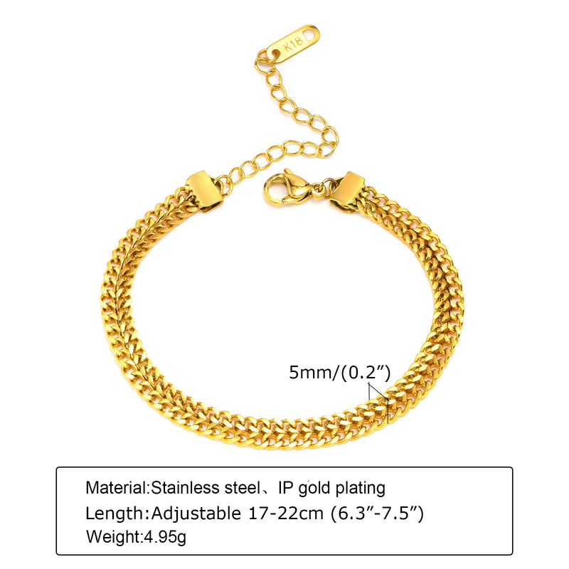 Women Stainless Steel Chain Bracelet, 18K Gold Plated Twist Paperclip Adjustable Link Chunky Stackable - Visuel 18 | SAMAG