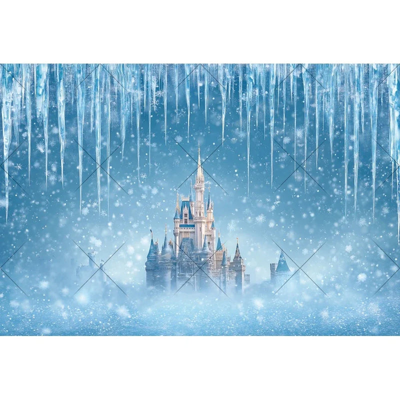 Ice Castle Girls Princess Birthday Party Decor Photography Backdrop Blue Curtains Photozone Background Photo Studio Shoots Props