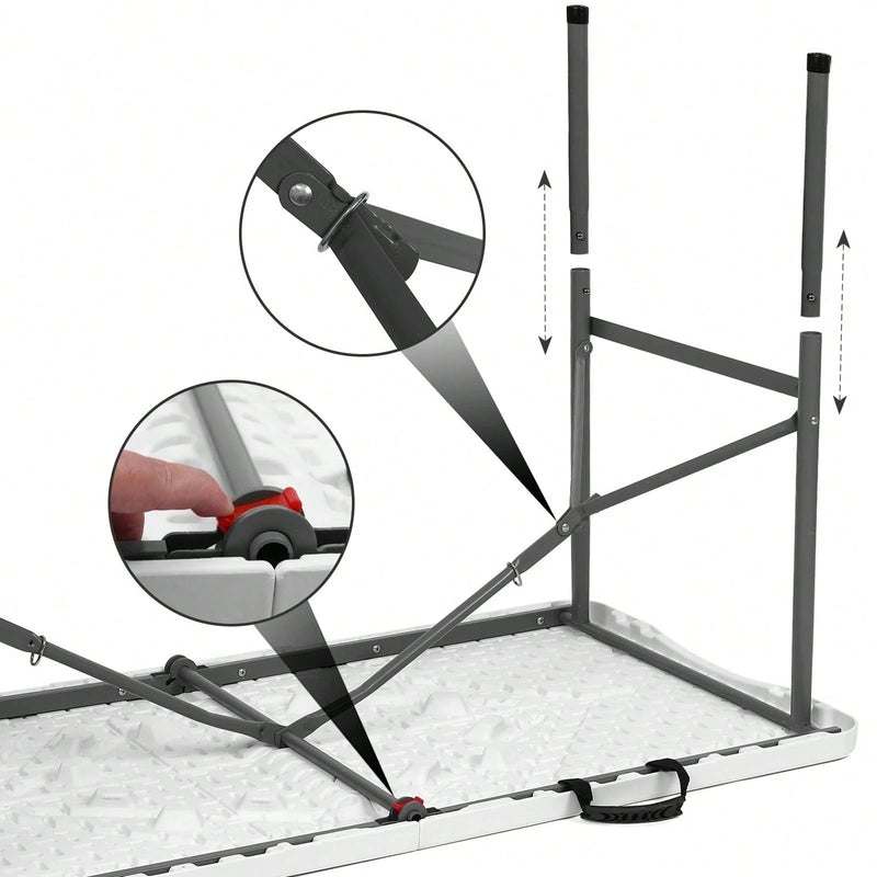 4FT/6FT Plastic Folding Table, Shooting Table, HDPE Portable Picnic Table Outdoor, For Camping, Party, Wedding, Picnic