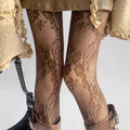 Harajuku Black White Brown Hollowed Out Lace Mesh Pantyhose Floral Rattan Bottomed Stockings Sexy Women Tights Fashion Hosiery