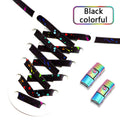 No Tie Shoelaces for Sneakers Colorful Press Metal Lock Shoelace Splashing Ink Print Flat Elastic Laces Without Ties Shoe Laces
