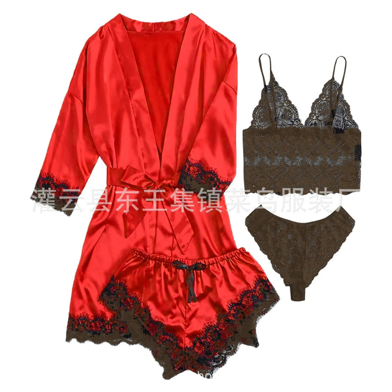 European and American Sexy Women's Pajamas Four-piece | SAMAG