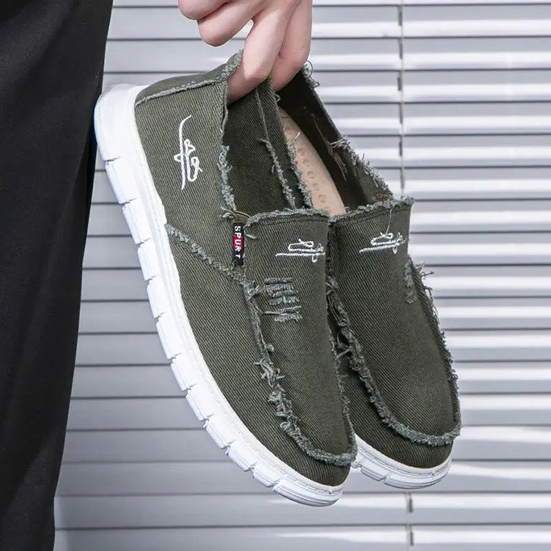 Men's Washed Fabric Casual Shoes Anti Slip and Wear-resistant Driving Shoes Canvas Shoes