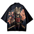 Japanese Cat Print Haori Kimono Yukata Samurai Men | SAMAG