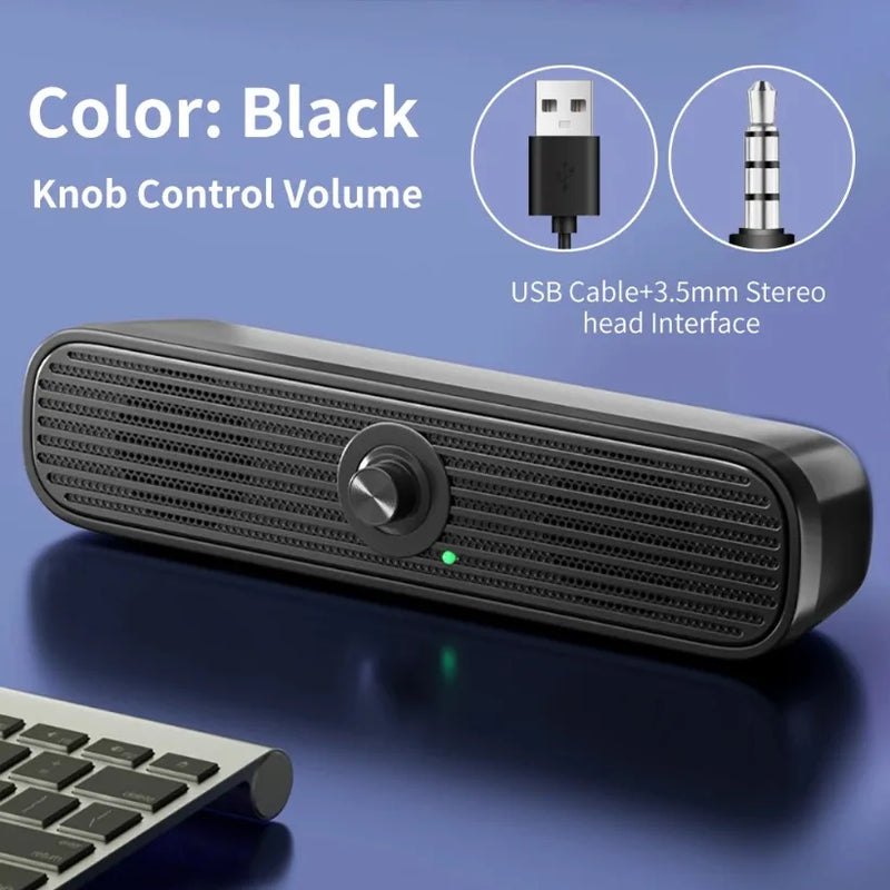 VIKEFON Surround Desktop PC Speaker Home Stereo 3.5Aux USB Soundbar System Computer TV Phone HIFI Subwoofer Wired Strong Bass