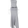 Tossy Fashion Pleated 2 Piece-Set Long Skirt For Women Off-Shoulder Cropped Pullover Top And Slim Long Skirt Sets Female Outfits