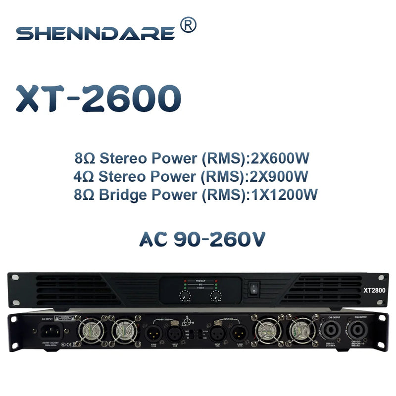 ShennDare XT22500 Professional Power Amplifier 2x2400W 8ohm DJ Subwoofer Amplifier 2 Channel Class D 2X3600W 4Ohm Speaker Preamp