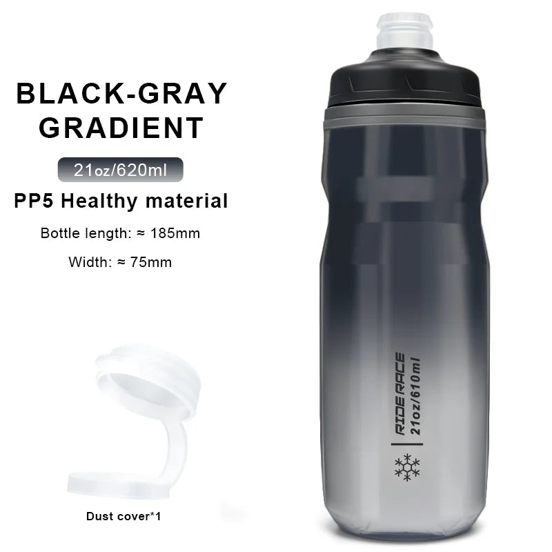 RIDERACE Bicycle Water Bottle Insulated Thermal 610ml Outdoor Sport Cycling Dual Layer Portable MTB Road Bike Cold Water Kettle