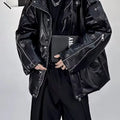 2025 Autumn Winter Fashion Motocycle Zipper PU Leather Jacket Cargo Jacket Men Hip Hop Punk Oversized 2025 New Coats