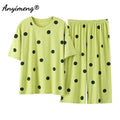 Plus Size Women's Capri Pants Pajamas Sets Polka Dot | SAMAG
